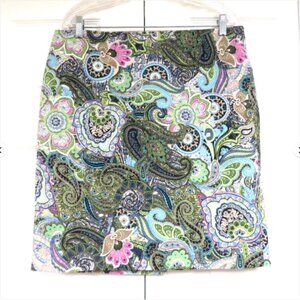 Talbots Multicolor Paisley Pencil Skirt